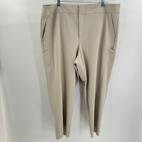 Athleta Stellar Straight Crop Pants Plus Sz 22 Tan Gray - Picture 1 of 8